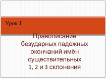 Правописание безударных падежных окончаний имён существительных 1, 2 и 3 склонения