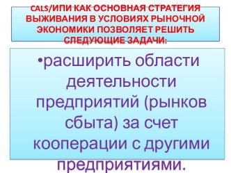 CALS/ИПИ как основная стратегия выживания в условиях рыночной экономики