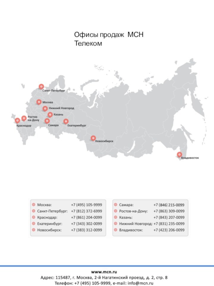 Офисы продаж МСН Телеком