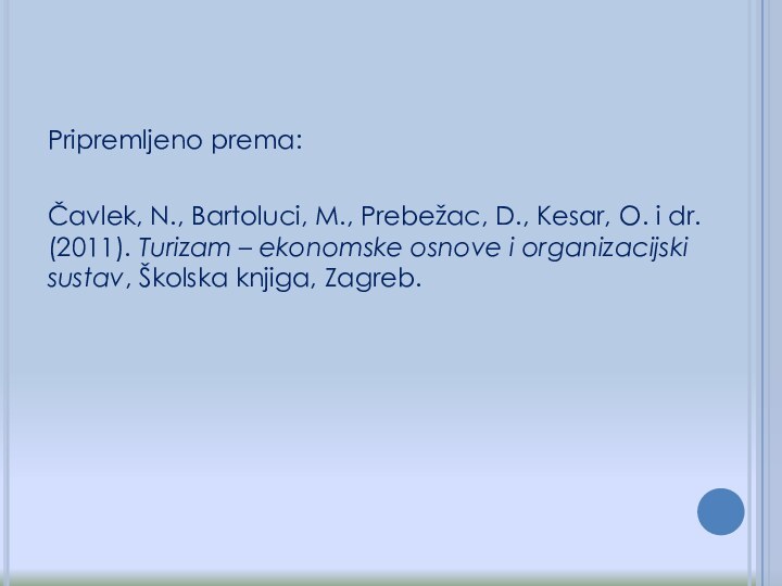 Pripremljeno prema:Čavlek, N., Bartoluci, M., Prebežac, D., Kesar, O. i dr. (2011).