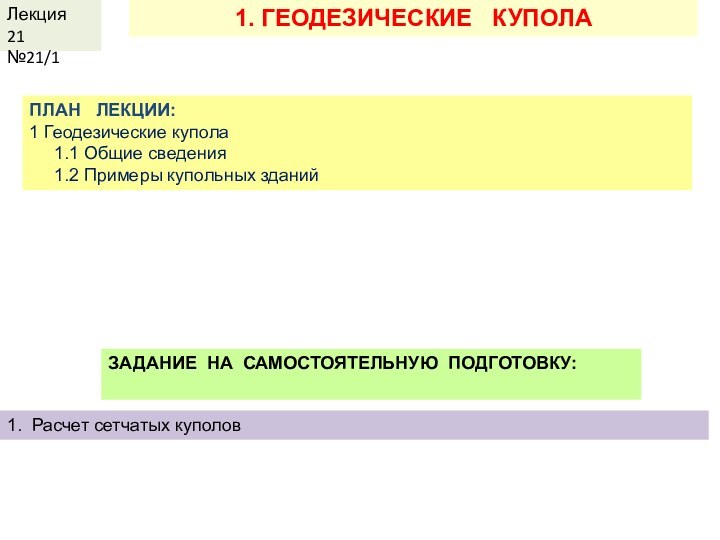 КДиП-ИЛекция 2 ПЛАН  ЛЕКЦИИ:1 Геодезические купола   1.1 Общие сведения