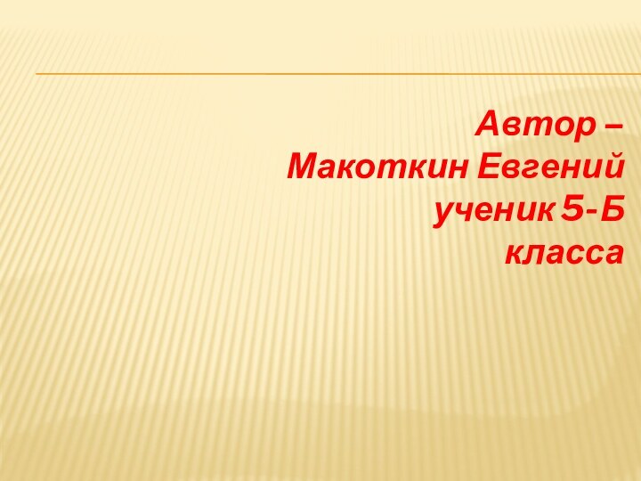 Автор – Макоткин Евгений  ученик 5-Б класса