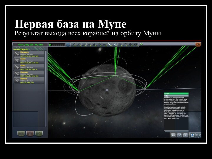 Первая база на Муне Результат выхода всех кораблей на орбиту Муны