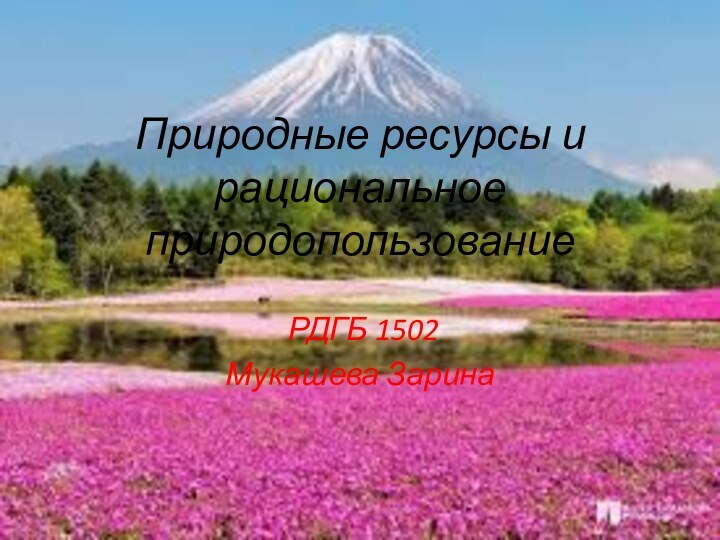 Природные ресурсы и рациональное природопользование РДГБ 1502 Мукашева Зарина