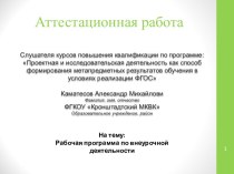 Аттестационная работа. Рабочая программа по внеурочной деятельности