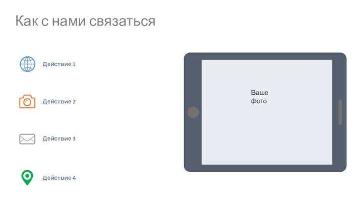 Как с нами связатьсяДействие 1Действие 2Действие 3Действие 4Ваше фото