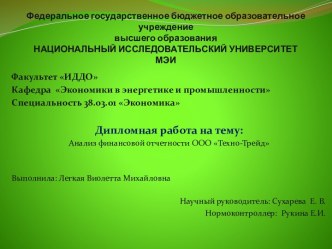 Анализ финансовой отчетности ООО Техно-Трейд