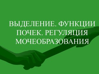 Выделение. Функции почек. Регуляция мочеобразования