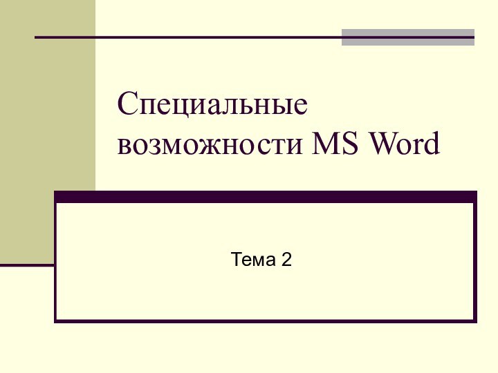 Специальные возможности MS WordТема 2