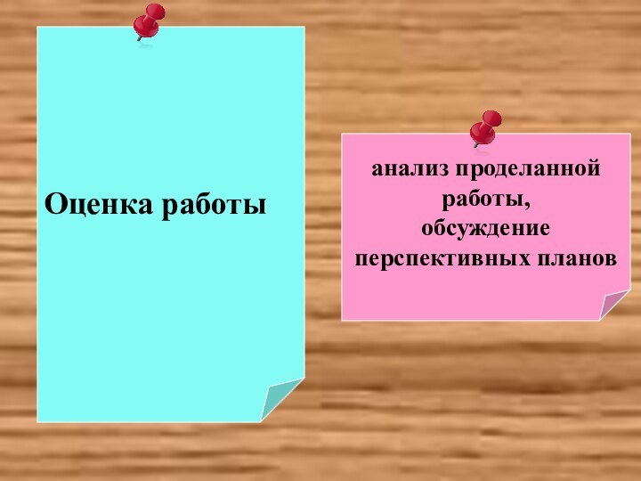 анализ проделанной работы, обсуждение перспективных плановОценка работы