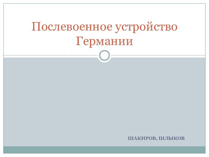 ШАКИРОВ, ШЛЫКОВПослевоенное устройство Германии