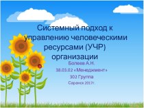 Системный подход к управлению человеческими ресурсами (УЧР) организации