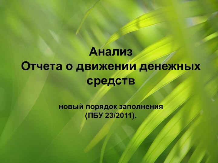 Анализ  Отчета о движении денежных средств   новый порядок заполнения  (ПБУ 23/2011).