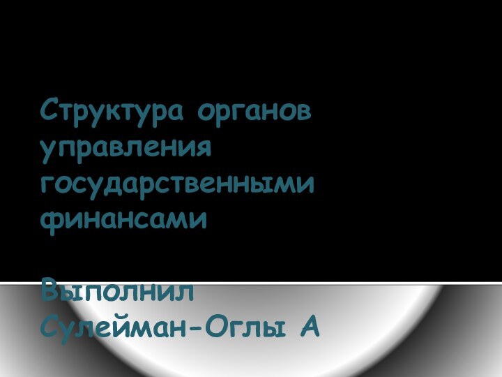 Структура органов управления государственными финансами    Выполнил  Сулейман-Оглы А