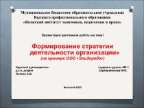 Формирование стратегии деятельности организации (на примере ООО Эльдорадо)