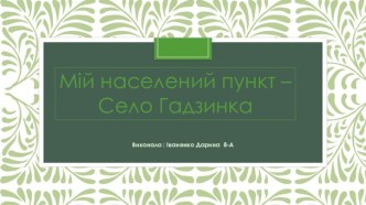 Мій населений пункт – Село Гадзинка