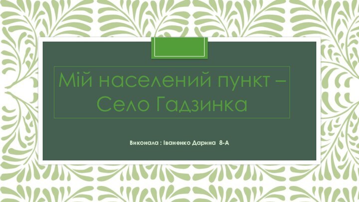 Виконала : Іваненко Дарина 8-АМій населений пункт –Село Гадзинка