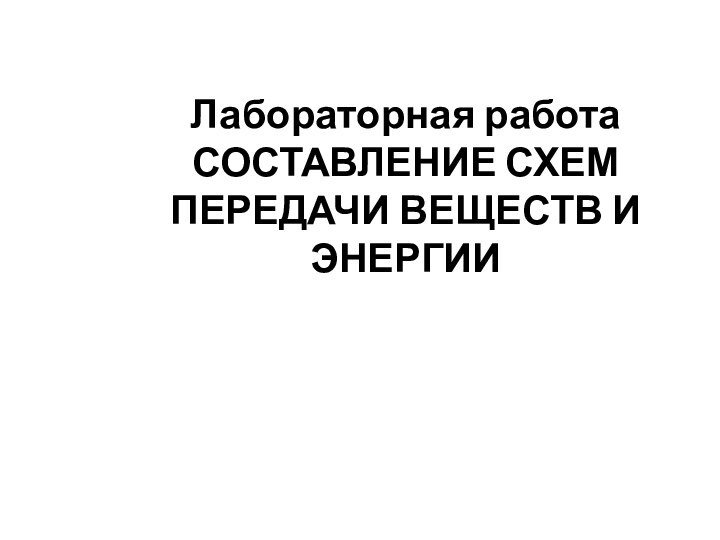 Лабораторная работа СОСТАВЛЕНИЕ СХЕМ ПЕРЕДАЧИ ВЕЩЕСТВ И ЭНЕРГИИ