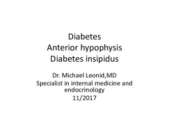 Diabetes Anterior hypophysis Diabetes insipidus