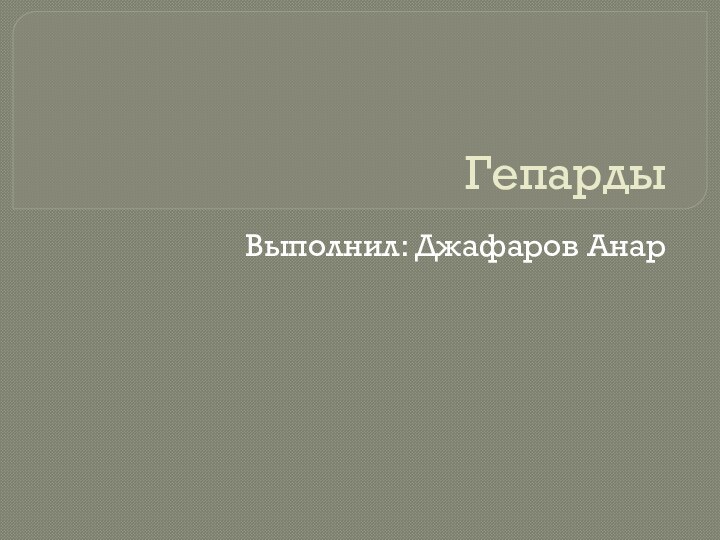 ГепардыВыполнил: Джафаров Анар