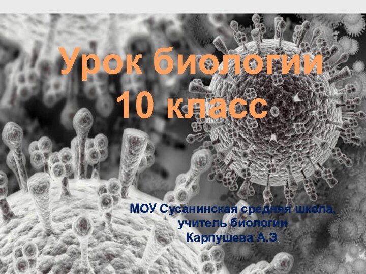 Урок биологии10 классМОУ Сусанинская средняя школа, учитель биологии Карпушева А.Э.