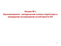 Организационно - методические основы подготовки и проведения исследования устойчивости ОЭ