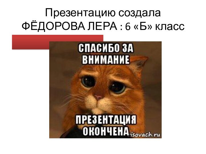 Презентацию создала ФЁДОРОВА ЛЕРА : 6 «Б» класс