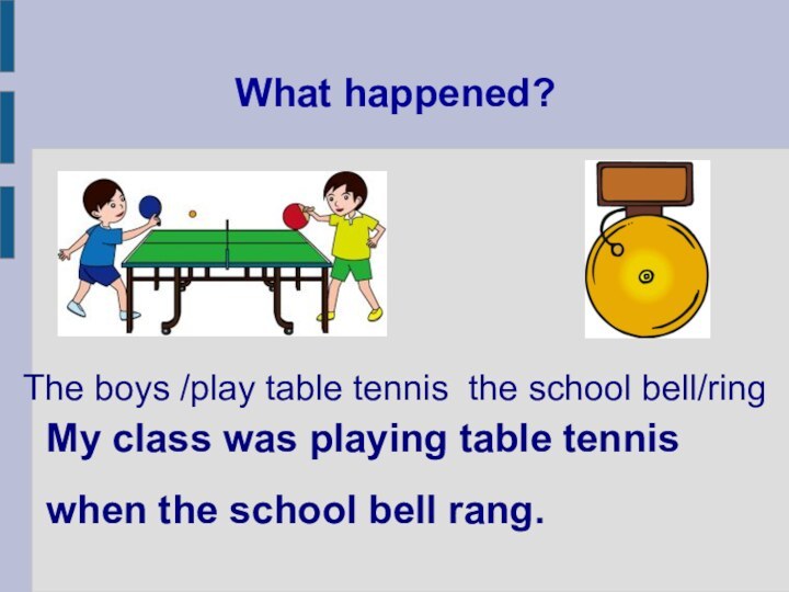 What happened?My class was playing table tennis when the school bell rang.The