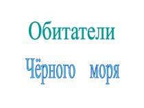 Обитатели Черного моря