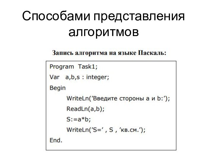 Способами представления алгоритмов