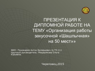 Организация работы закусочной Шашлычная на 50 мест