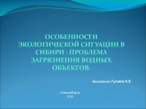 Особенности экологической ситуации в Сибири: проблема загрязнения водных объектов