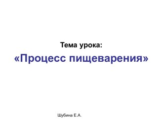 Процесс пищеварения