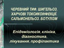 Гострі кишкові інфекції. Черевний тиф. Шигельоз. Харчові токсикоінфекції. Сальмонельоз. Ботулізм