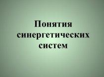 Понятия синергетических систем