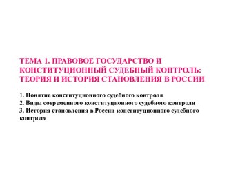 Правовое государство и конституционный судебный контроль: теория и история становления в России