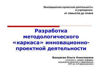 Разработка методологического каркаса инновационно-проектной деятельности