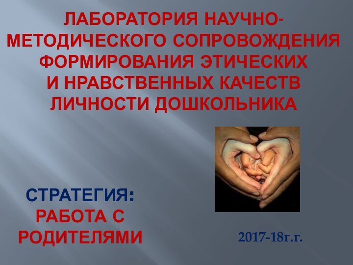 ЛАБОРАТОРИЯ НАУЧНО-МЕТОДИЧЕСКОГО СОПРОВОЖДЕНИЯ ФОРМИРОВАНИЯ ЭТИЧЕСКИХ  И НРАВСТВЕННЫХ КАЧЕСТВ ЛИЧНОСТИ ДОШКОЛЬНИКА 2017-18г.г.