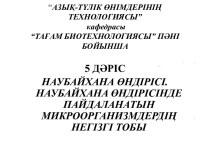 Наубайхана өндірісі. Наубайхана өндірісінде пайдаланатын микроорганизмдердің негізгі тобы