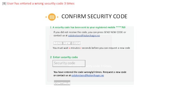 CONFIRM SECURITY CODE1 A security code has been sent to your registered