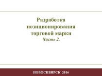 Разработка позиционирования торговой марки