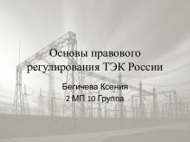 Основы правового регулирования ТЭК России