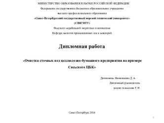 Очистка сточных вод целлюлозно-бумажного предприятия Сясьского ЦБК