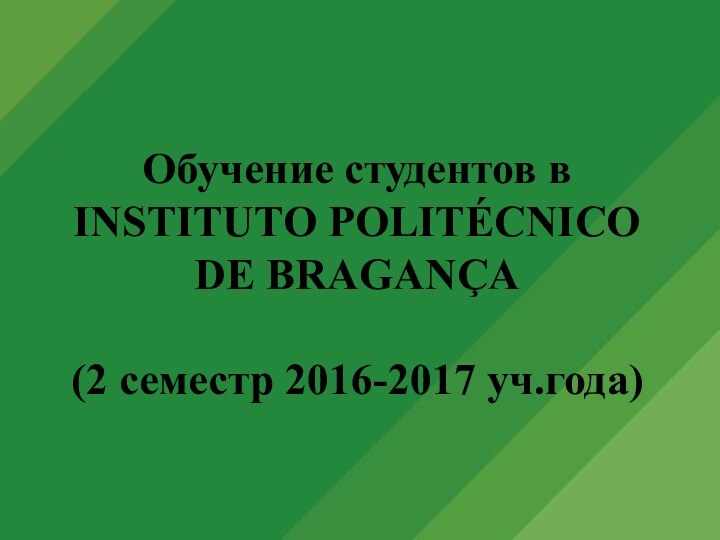 Обучение студентов в INSTITUTO POLITÉCNICO DE BRAGANÇA  (2 семестр 2016-2017 уч.года)