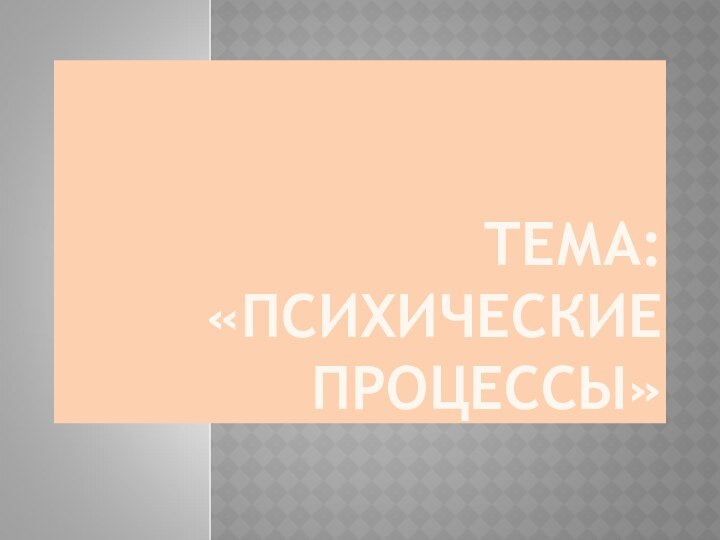 ТЕМА:  «ПСИХИЧЕСКИЕ ПРОЦЕССЫ»