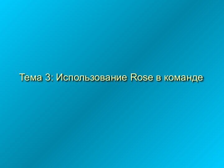 Тема 3: Использование Rose в команде