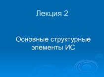 Основные структурные элементы информационных систем. (Лекция 2)