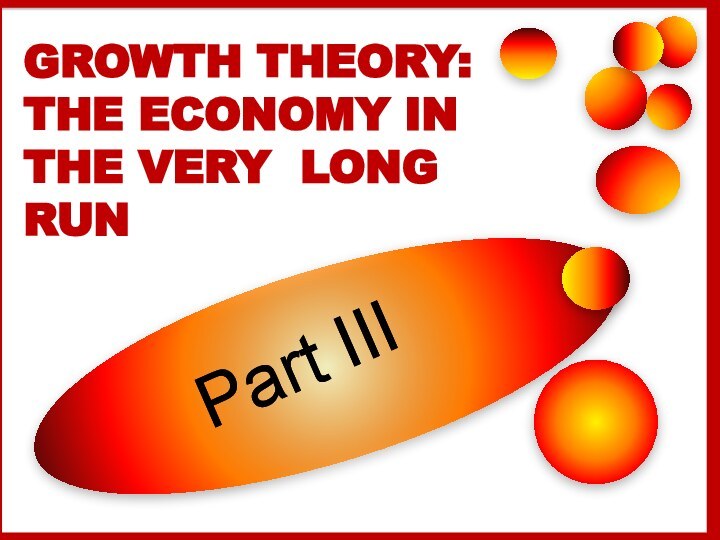 GROWTH THEORY:  THE ECONOMY IN THE VERY LONG RUN Part III