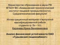 Особенности финансового управления предприятием ОАО Гурьевский пищекомбинат