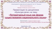 Литературный язык как форма существования национального языка